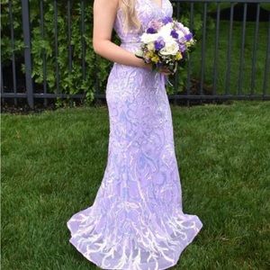 Sequin Embellish Lace Up Back Mermaid Dress